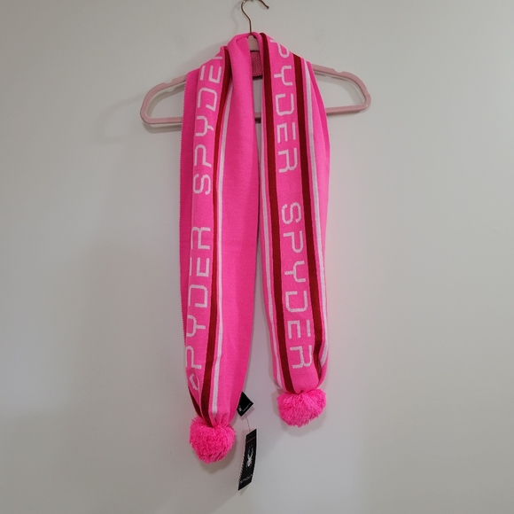 Spyder Accessories - Spyder knit neon pink pom-pom scarf nwt